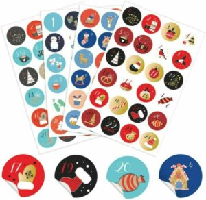 Klassisch schöne Sticker für den Adventskalender