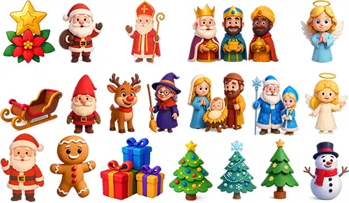 Zusätzliche weihnachtliche Figuren die ausgewählt werden können