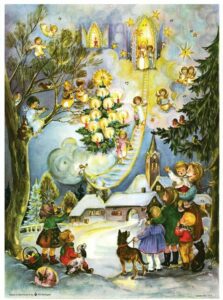 Richard Sellmer Verlag Nostalgischer Adventskalender / Weihnachtskalender mit Bildern und Glimmer Seht die Himmelsleiter