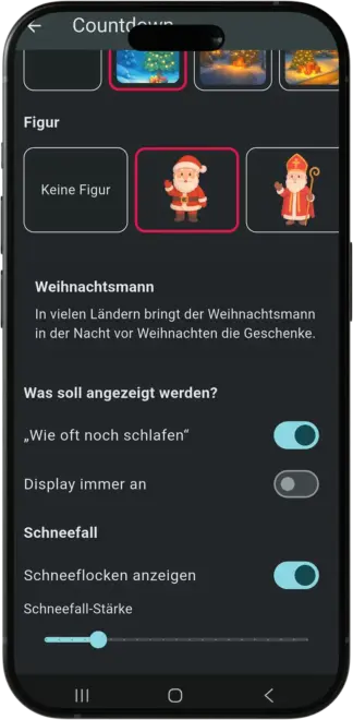 Weitere Einstellung in der Weihnachtscountdown App